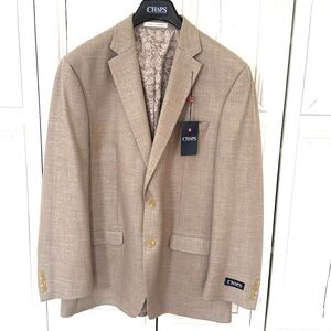 New Chaps by Ralph Lauren Mens Tan Blazer Size 44L NWT